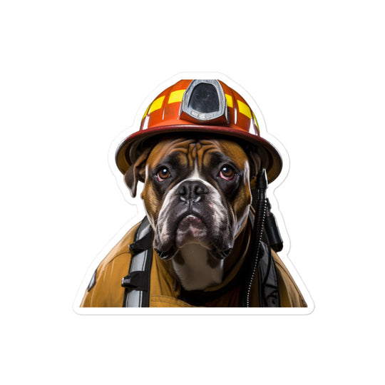 Boxer Firefighter Sticker - Stickerfy.ai