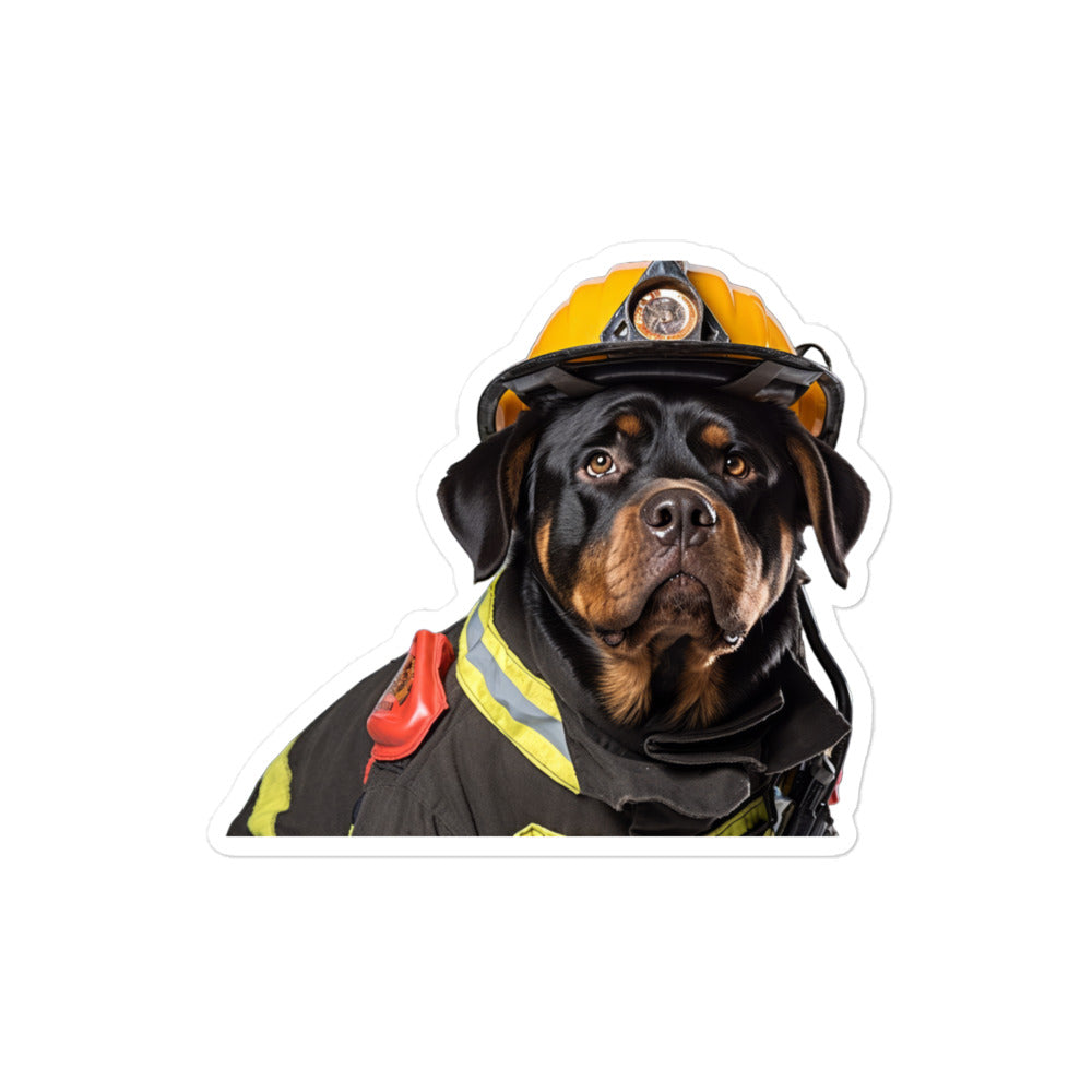Rottweiler Firefighter Sticker - Stickerfy.ai