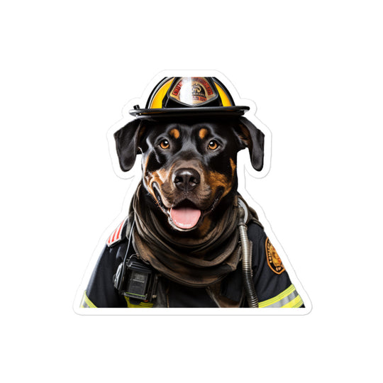 Rottweiler Firefighter Sticker - Stickerfy.ai