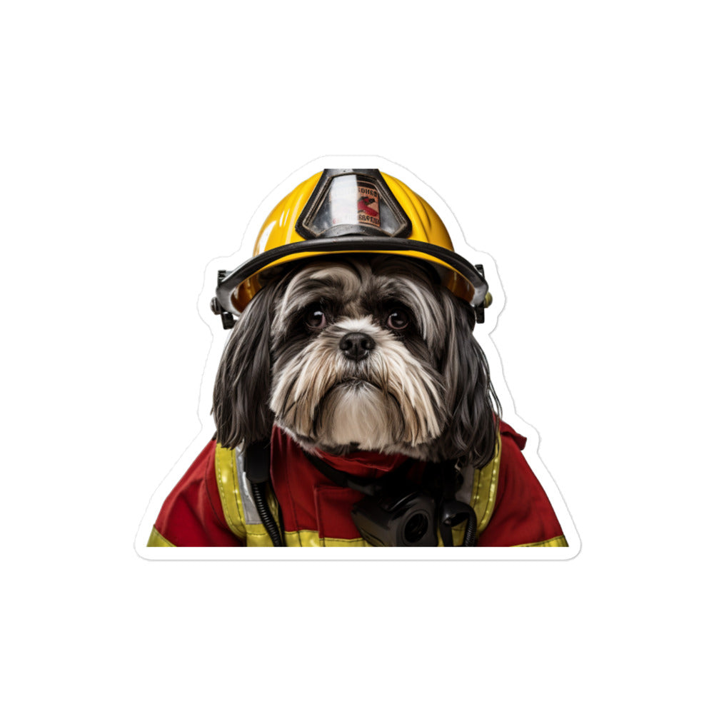 Shih Tzu Firefighter Sticker - Stickerfy.ai