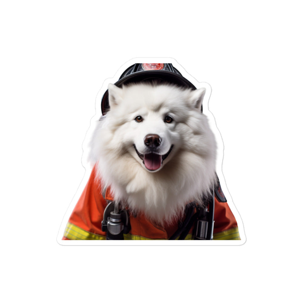 Samoyed Firefighter Sticker - Stickerfy.ai