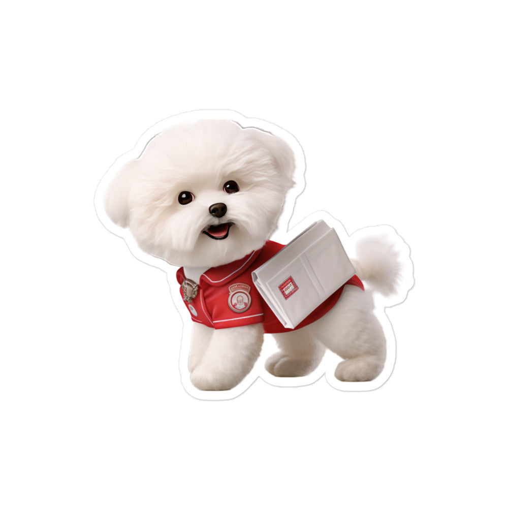 Bichon Frise Mail Carrier Sticker - Stickerfy.ai