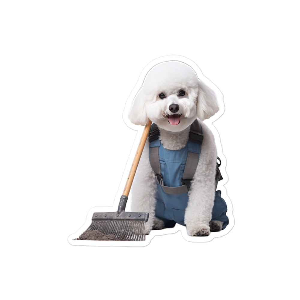 Bichon Frise Janitor Sticker - Stickerfy.ai