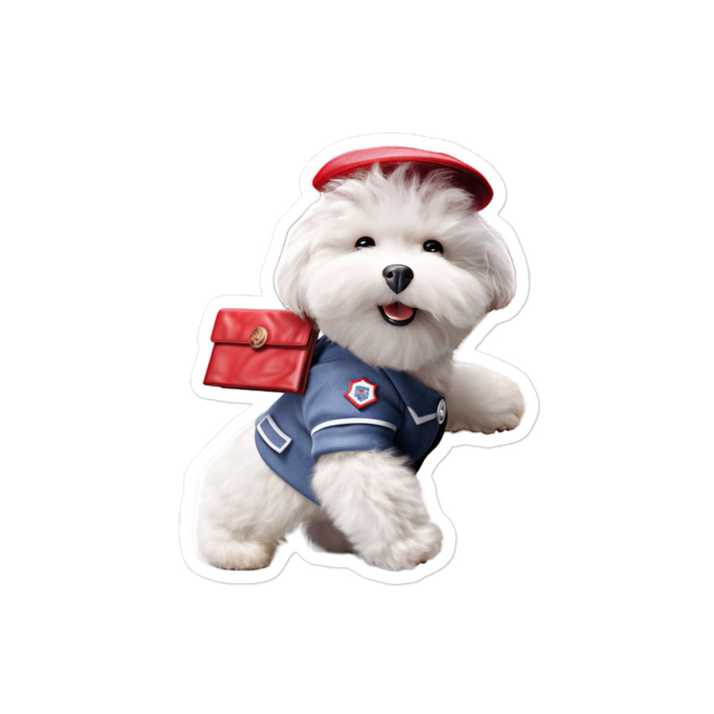 Bichon Frise Mail Carrier Sticker - Stickerfy.ai