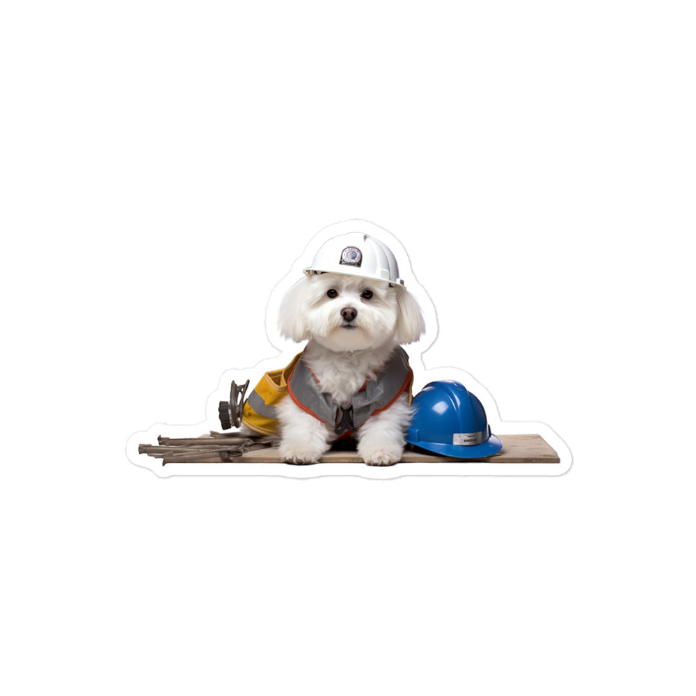 Bichon Frise Contractor Sticker - Stickerfy.ai