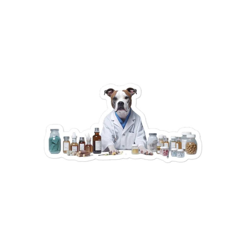 American Staffordshire Terrier Pharmacist Sticker - Stickerfy.ai