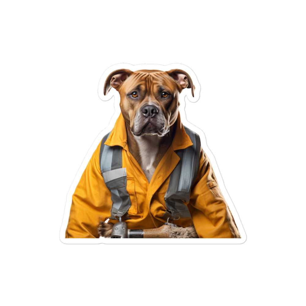 American Staffordshire Terrier Janitor Sticker - Stickerfy.ai