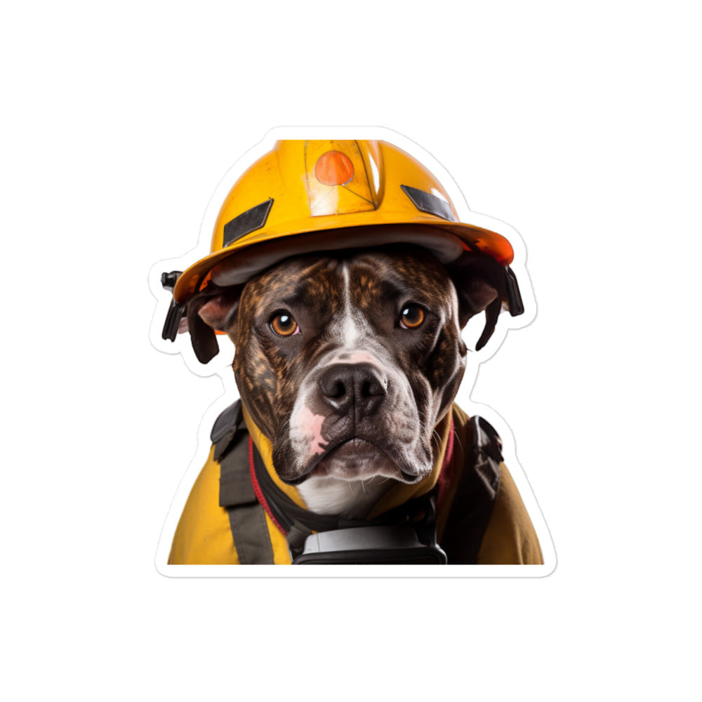 American Staffordshire Terrier Firefighter Sticker - Stickerfy.ai