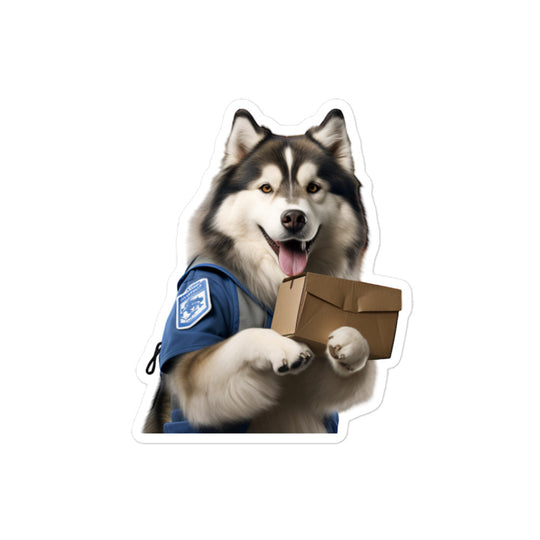 Alaskan Malamute Mail Carrier Sticker - Stickerfy.ai