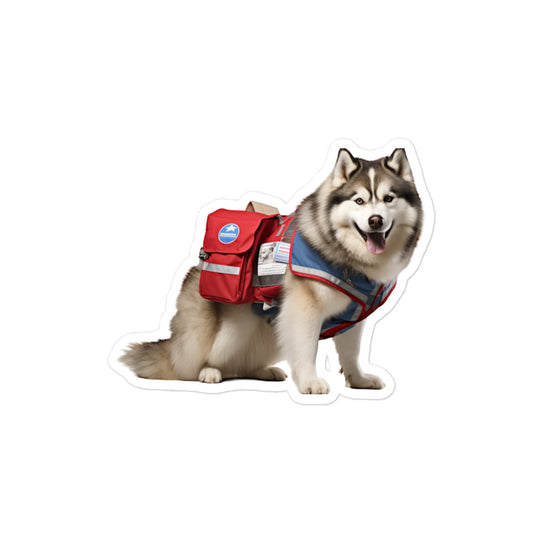 Alaskan Malamute Mail Carrier Sticker - Stickerfy.ai