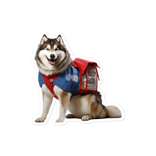 Alaskan Malamute Mail Carrier Sticker - Stickerfy.ai