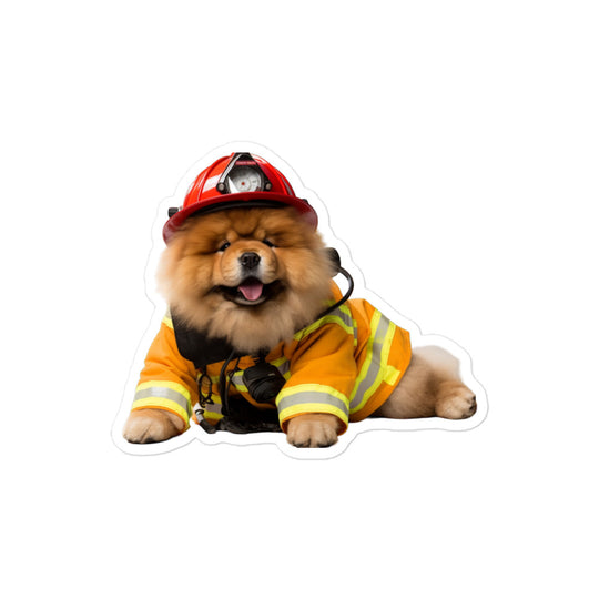 Chow Chow Firefighter Sticker - Stickerfy.ai