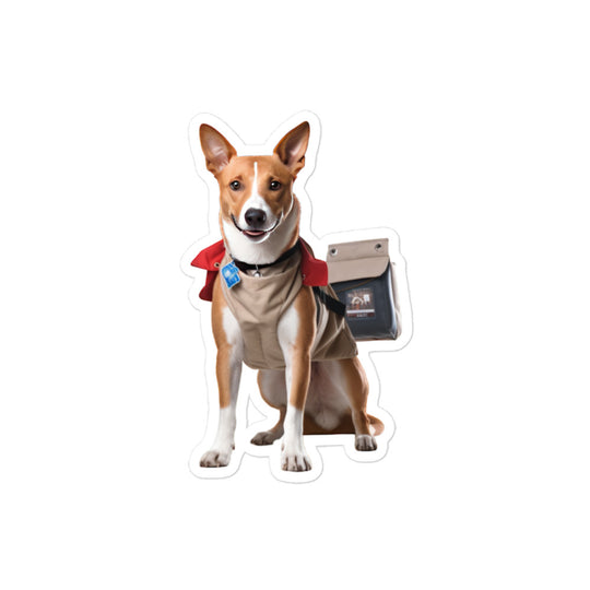 Basenji Mail Carrier Sticker - Stickerfy.ai