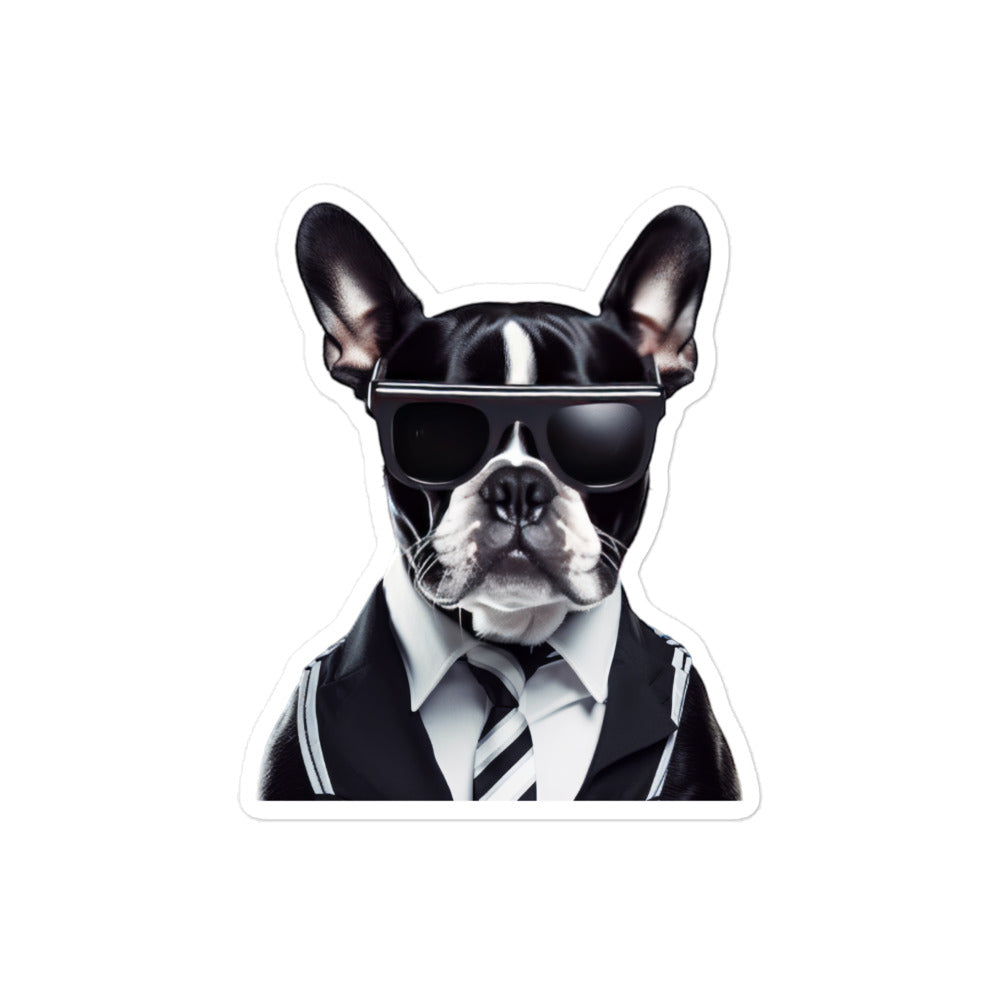 Boston Terrier Security Officer Sticker - Stickerfy.ai