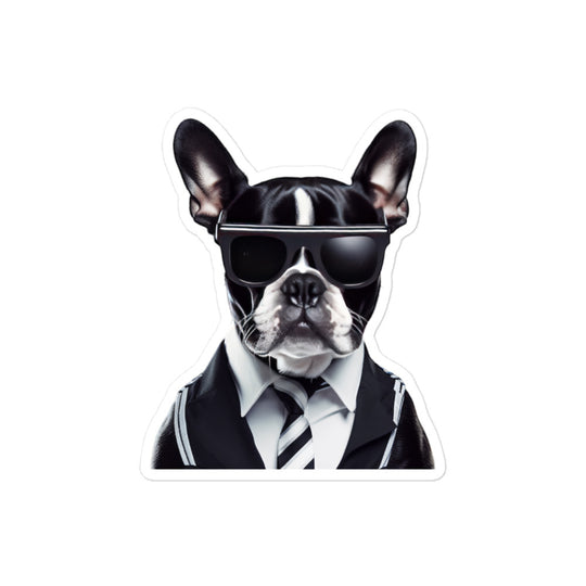 Boston Terrier Security Officer Sticker - Stickerfy.ai