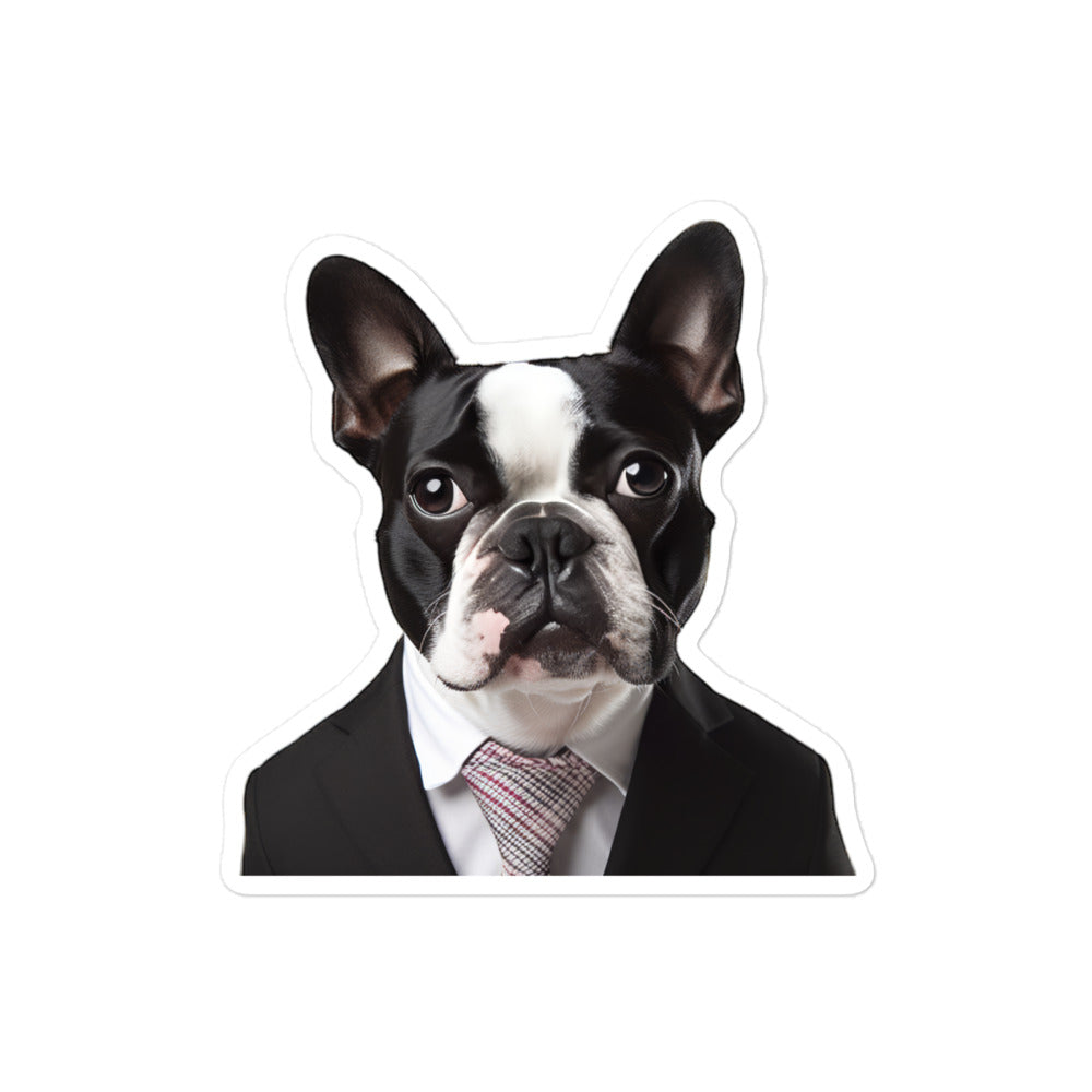 Boston Terrier Sales Consultant Sticker - Stickerfy.ai