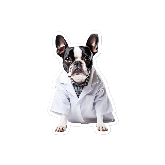 Boston Terrier Pharmacist Sticker - Stickerfy.ai