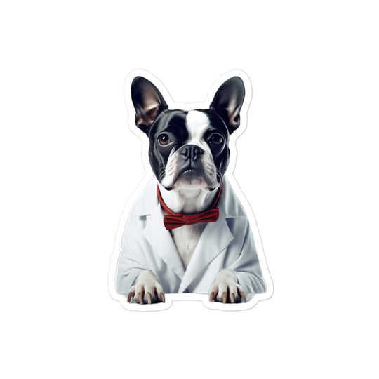 Boston Terrier Pharmacist Sticker - Stickerfy.ai