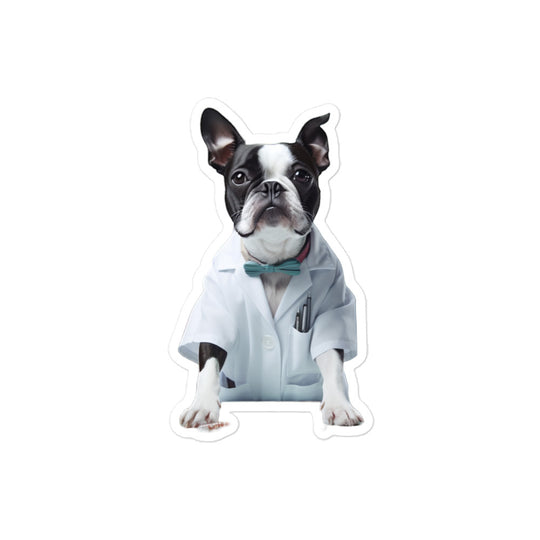 Boston Terrier Pharmacist Sticker - Stickerfy.ai