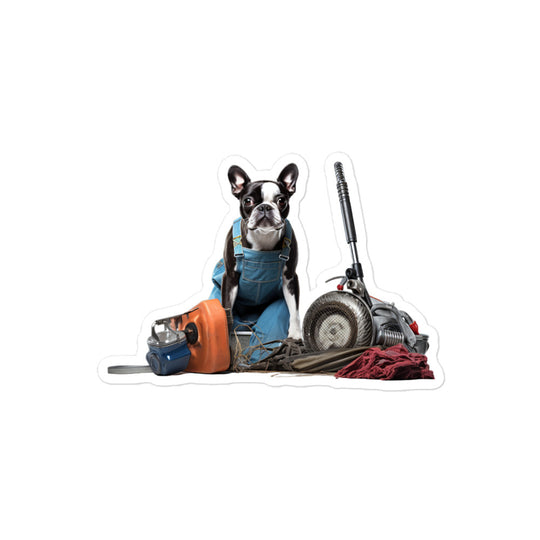 Boston Terrier Janitor Sticker - Stickerfy.ai