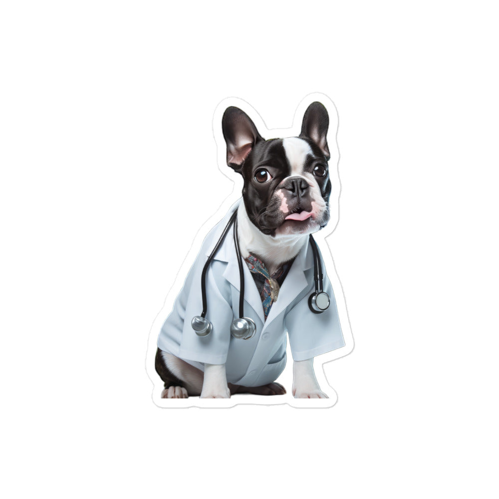 Boston Terrier Doctor Sticker - Stickerfy.ai