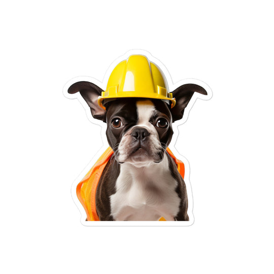 Boston Terrier Contractor Sticker - Stickerfy.ai