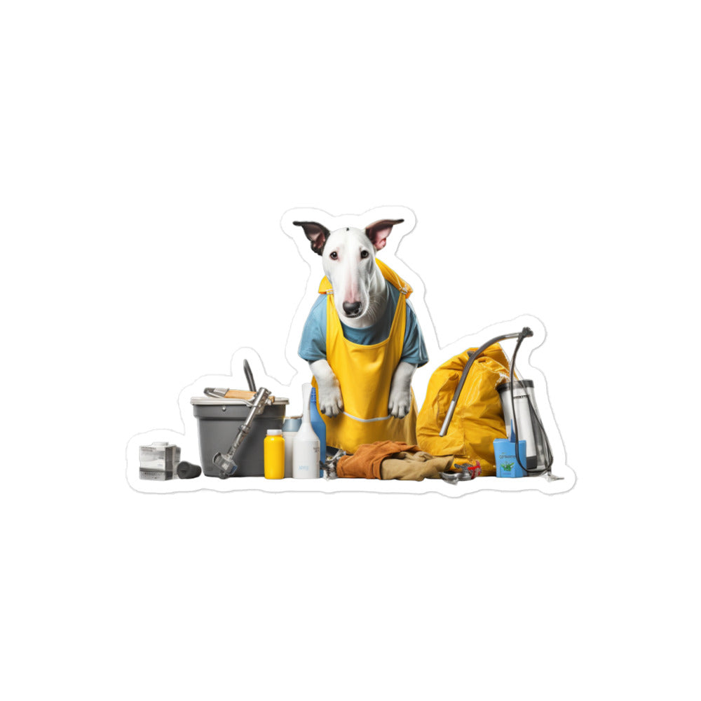 Bull Terrier Janitor Sticker - Stickerfy.ai