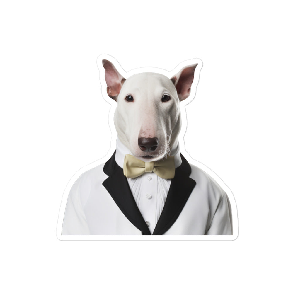 Bull Terrier Hotel Staff Sticker - Stickerfy.ai