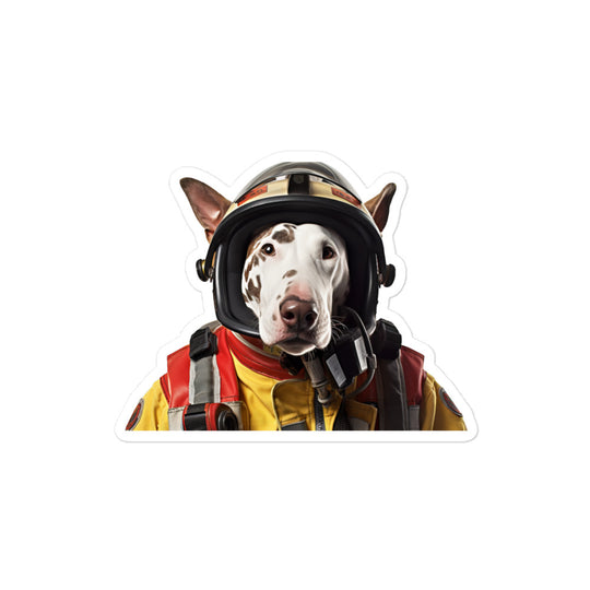 Bull Terrier Firefighter Sticker - Stickerfy.ai