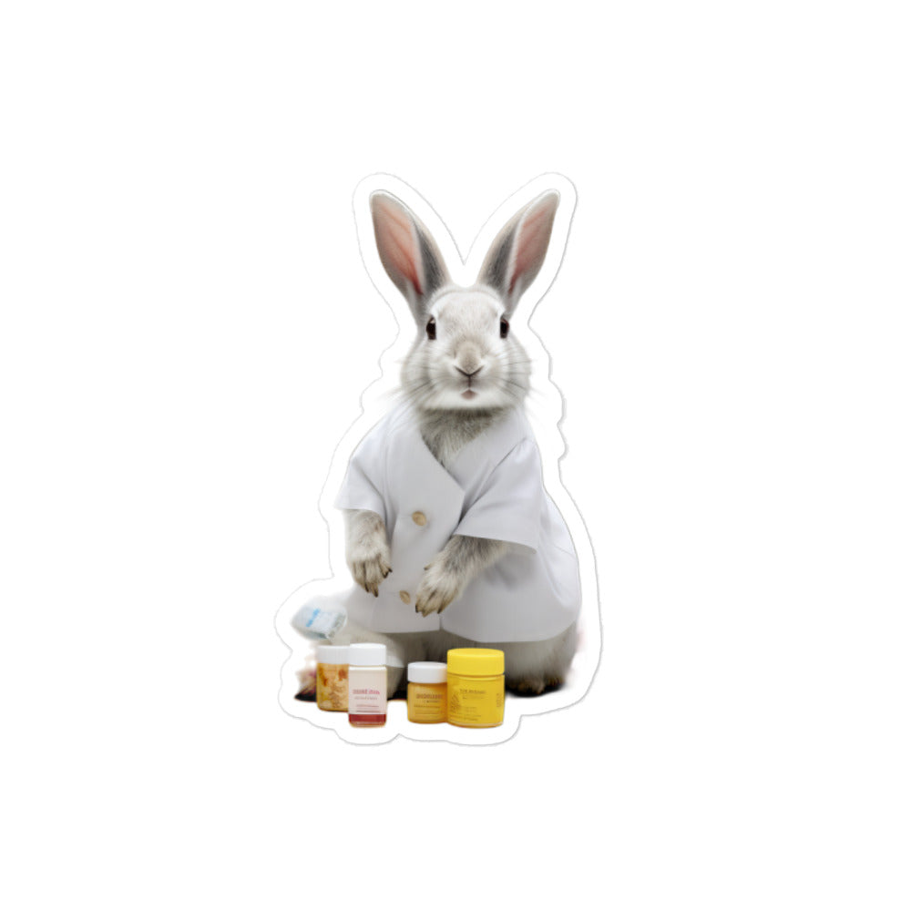 Britannia Petite Knowledgeable Pharmacist Bunny Sticker - Stickerfy.ai