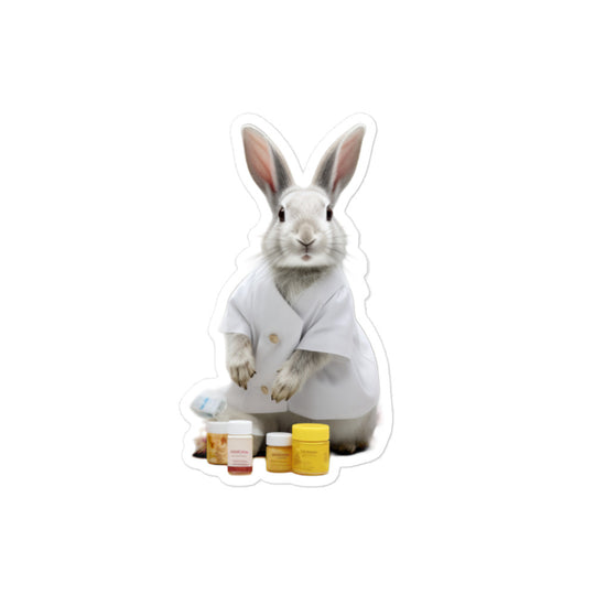 Britannia Petite Knowledgeable Pharmacist Bunny Sticker - Stickerfy.ai