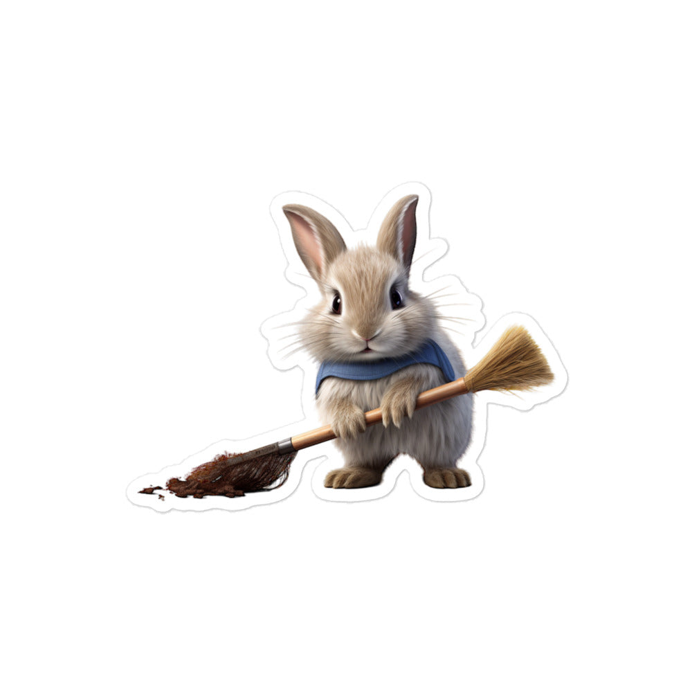 Britannia Petite Diligent Janitor Bunny Sticker - Stickerfy.ai