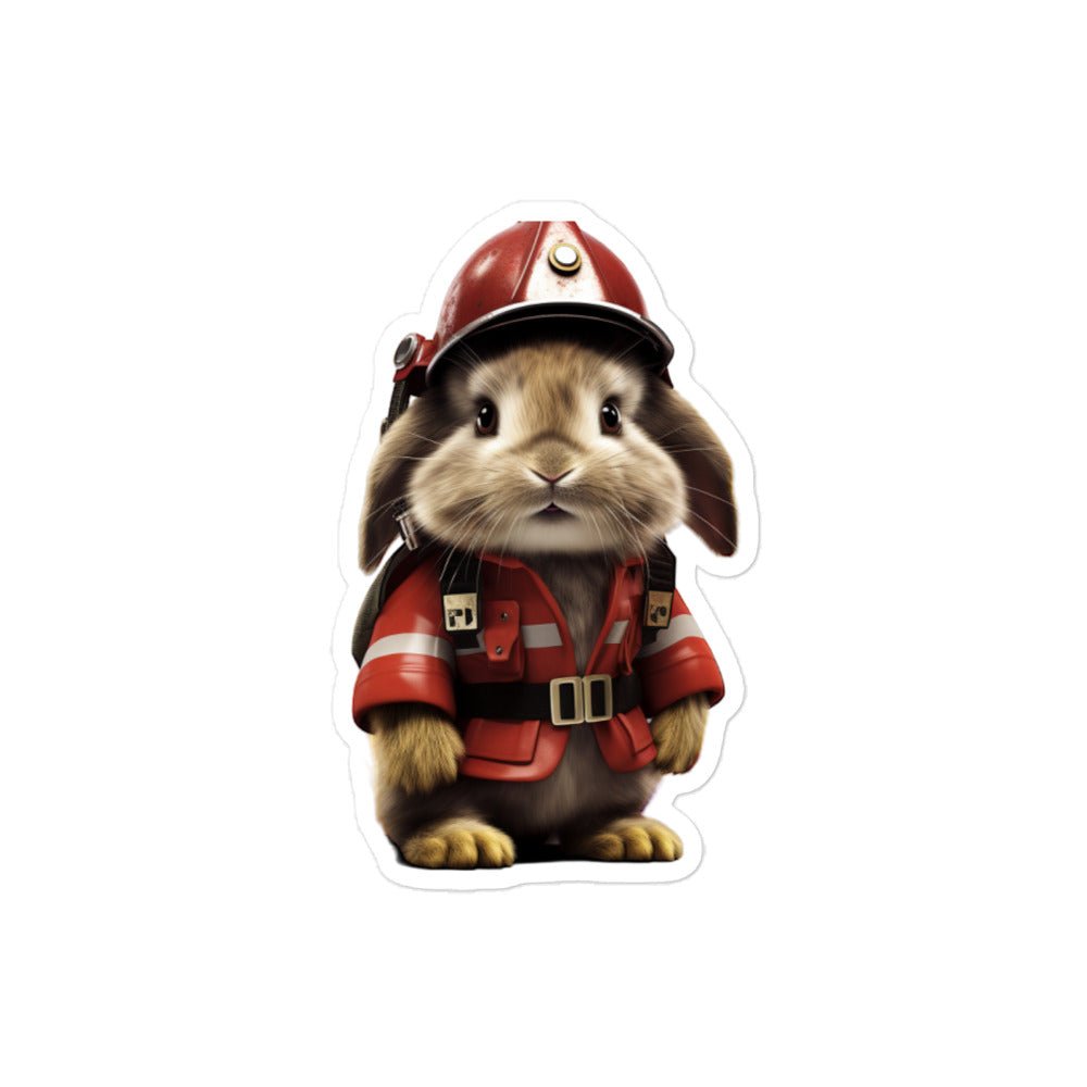 Britannia Petite Brave Firefighter Bunny Sticker - Stickerfy.ai