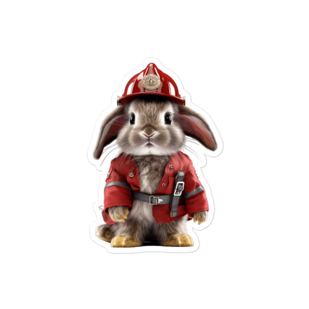 Britannia Petite Brave Firefighter Bunny Sticker - Stickerfy.ai