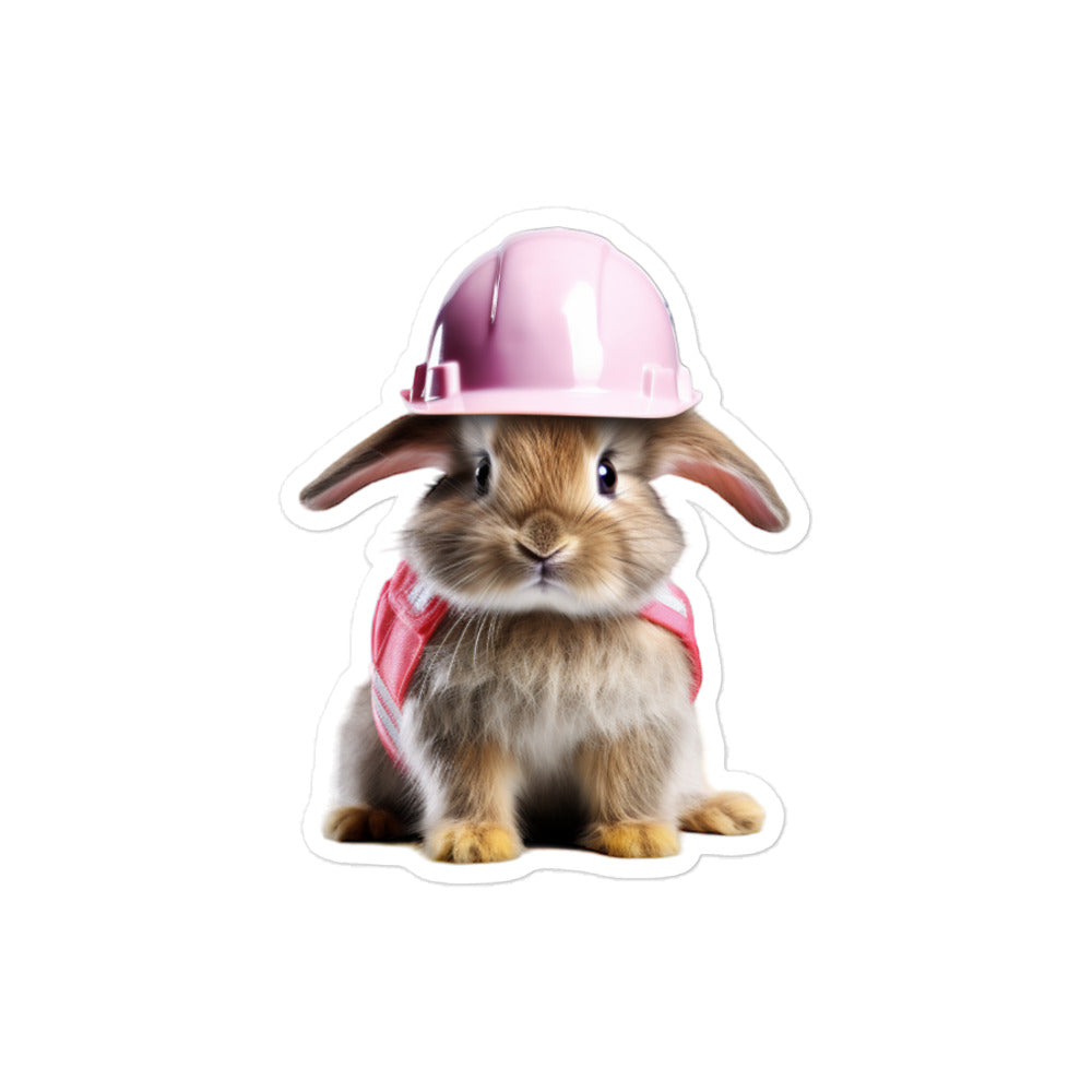 Britannia Petite Contractor Bunny Sticker - Stickerfy.ai