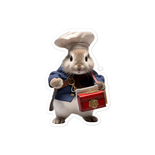 Britannia Petite Mail Carrier Bunny Sticker - Stickerfy.ai