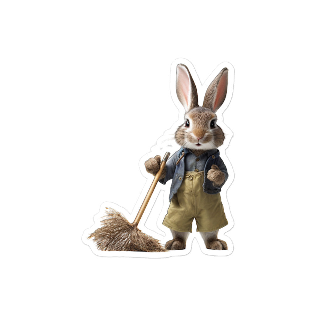 Britannia Petite Diligent Janitor Bunny Sticker - Stickerfy.ai