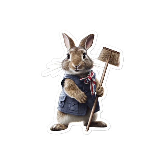 Britannia Petite Diligent Janitor Bunny Sticker - Stickerfy.ai