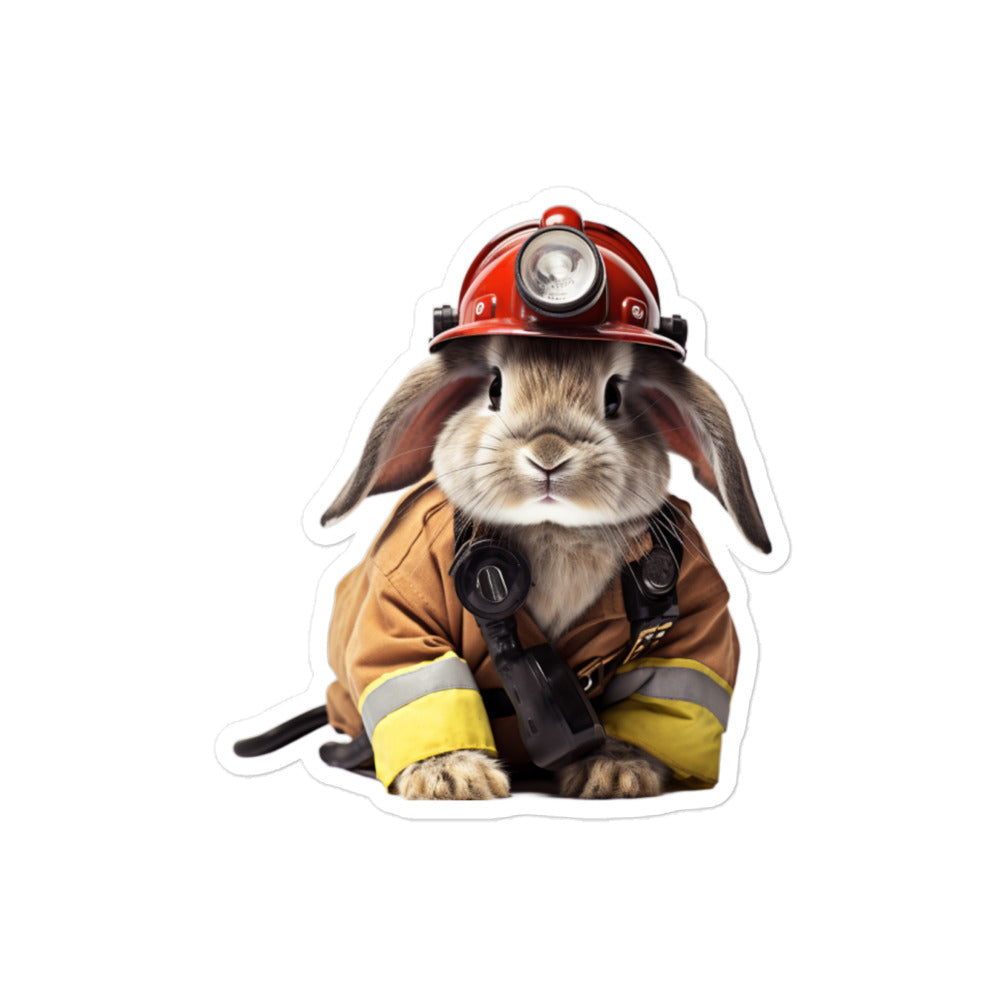 American Brave Firefighter Bunny Sticker - Stickerfy.ai