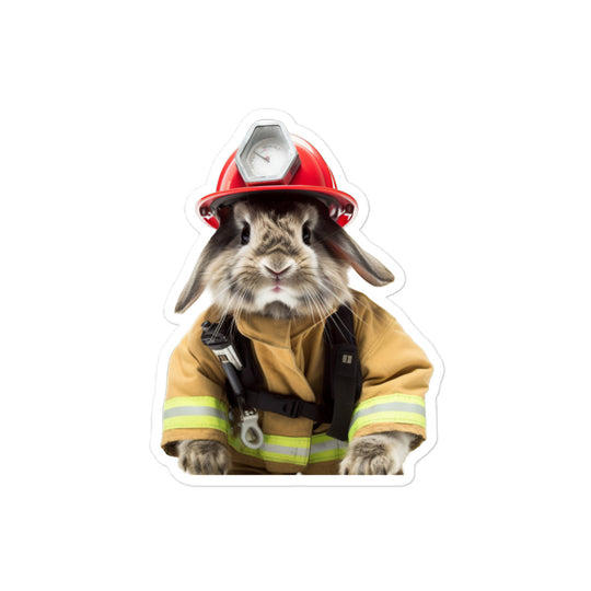 American Brave Firefighter Bunny Sticker - Stickerfy.ai