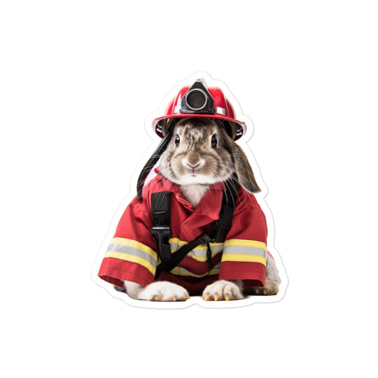 American Brave Firefighter Bunny Sticker - Stickerfy.ai