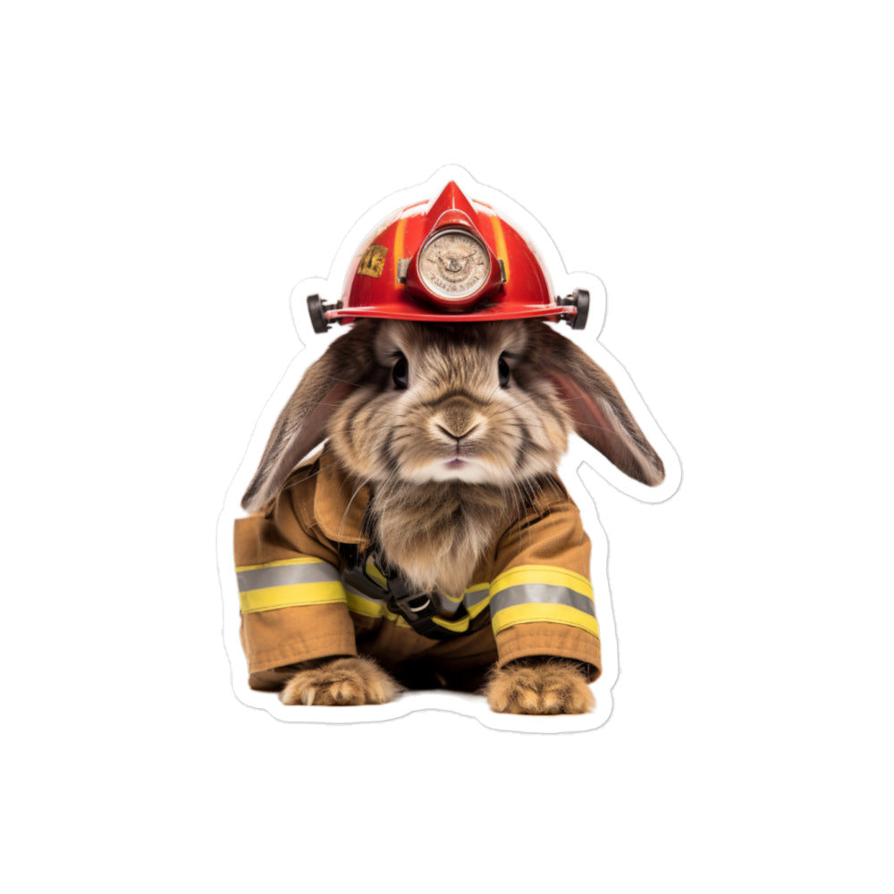 American Fuzzy Lop Brave Firefighter Bunny Sticker - Stickerfy.ai