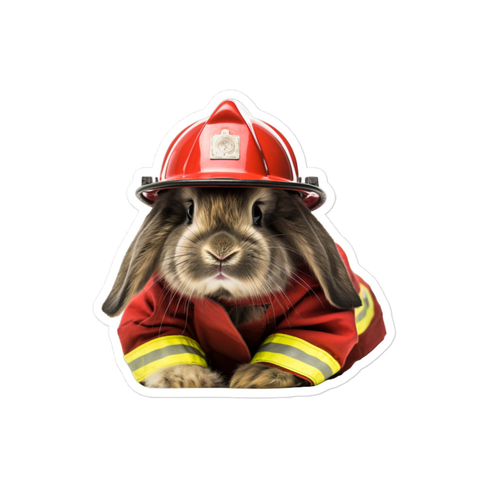 American Fuzzy Lop Brave Firefighter Bunny Sticker - Stickerfy.ai