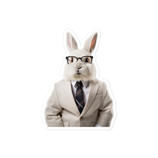 Angora Persuasive Sales Bunny Sticker - Stickerfy.ai