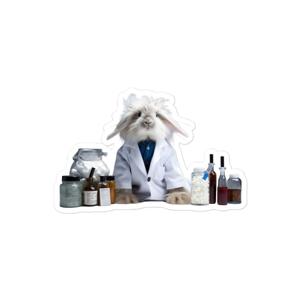 Angora Knowledgeable Pharmacist Bunny Sticker - Stickerfy.ai