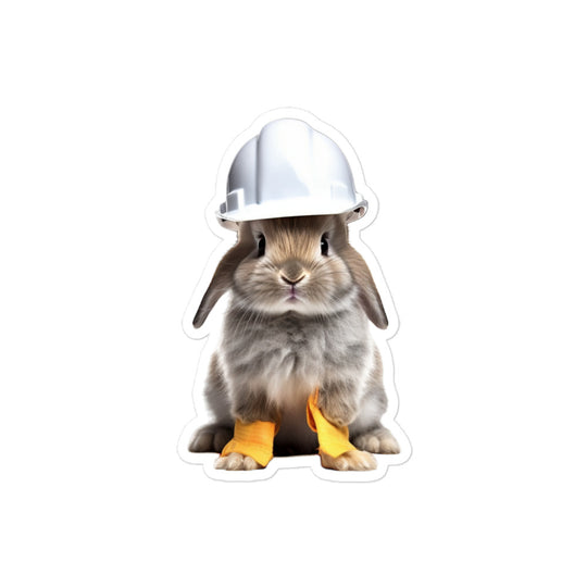 Angora Contractor Bunny Sticker - Stickerfy.ai