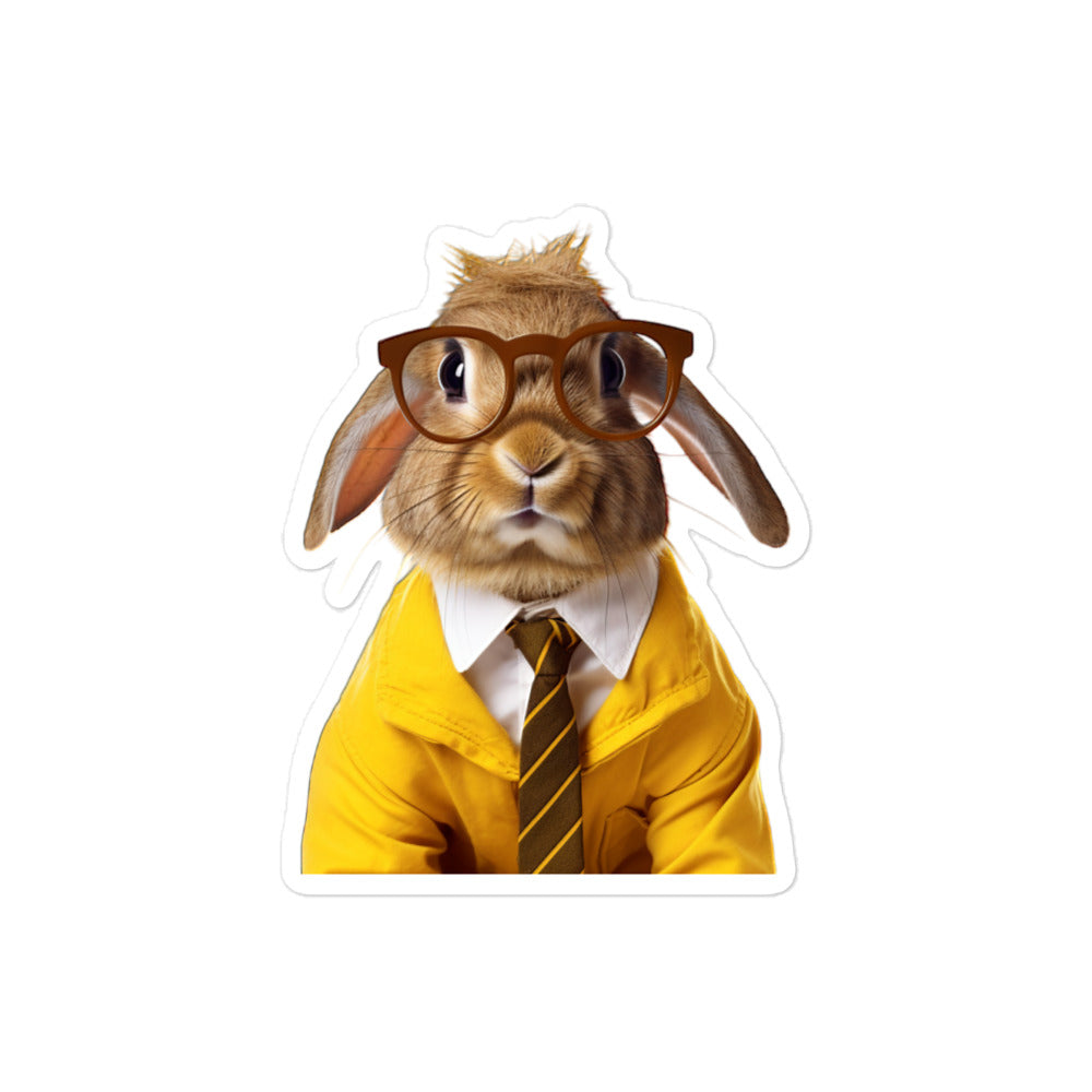 Belgian Hare Enthusiastic Student Bunny Sticker - Stickerfy.ai