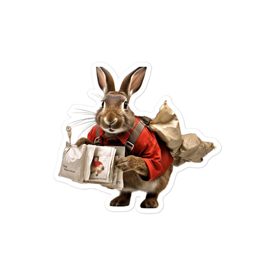 Belgian Hare Mail Carrier Bunny Sticker - Stickerfy.ai