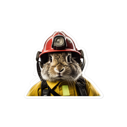 Belgian Hare Brave Firefighter Bunny Sticker - Stickerfy.ai