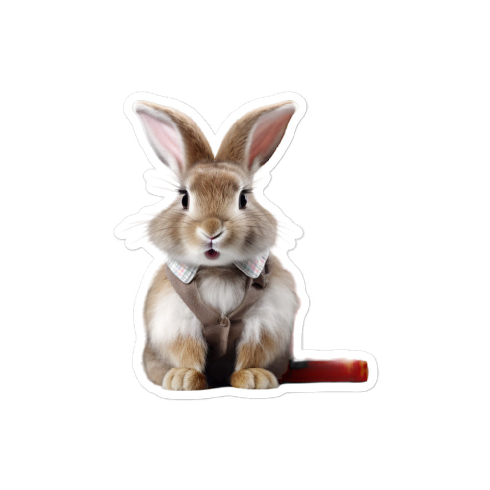 Beveren Enthusiastic Student Bunny Sticker - Stickerfy.ai
